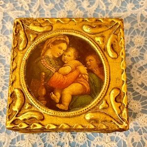 Antique Italian Floretin decorative wood box.,